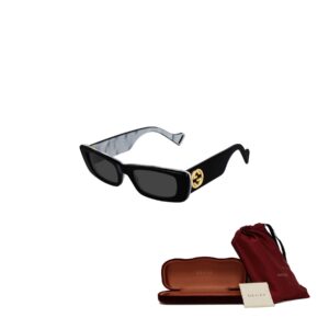 Gucci GG0516S 001 52MM Black/Grey Geometric Square Sunglasses for Women + BUNDLE with Designer iWear Eyewear Kit