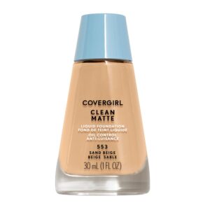 covergirl clean matte liquid foundation, sand beige 553, pack of 1