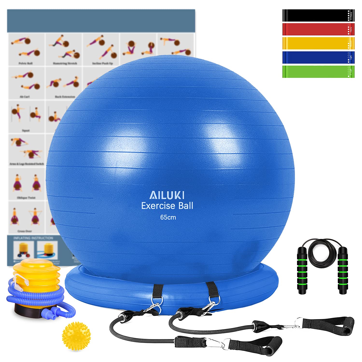 Yoga Ball, Exercise Ball Fitness Balls Stability Ball Anti-Slip & Anti- Burst for Yoga,Pilates, Birthing, Balance & Fitness with Workout Guide