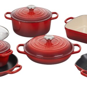 Le Creuset Signature Enameled Cast-Iron Cookware Set, 10-Piece, Cerise