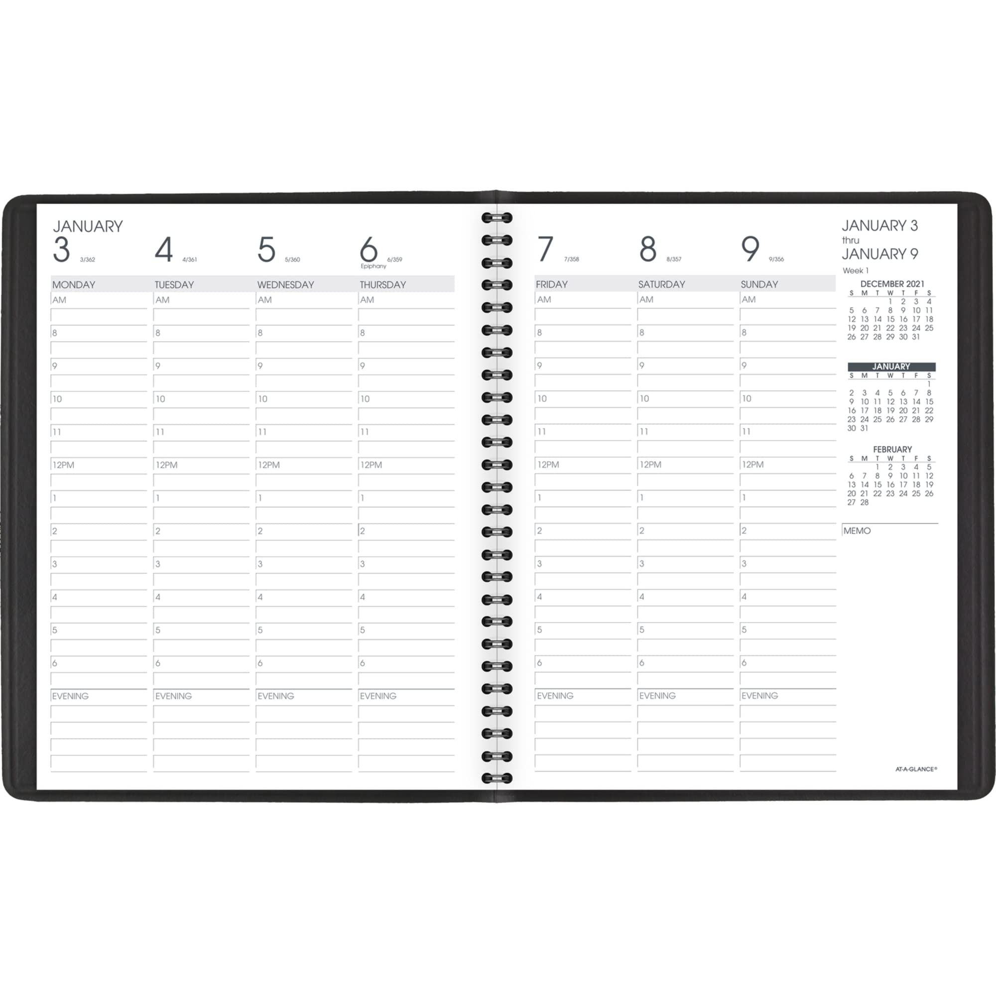 2022 Weekly Appointment Book & Planner by AT-A-GLANCE, 7" x 8-3/4", Black (7086505)