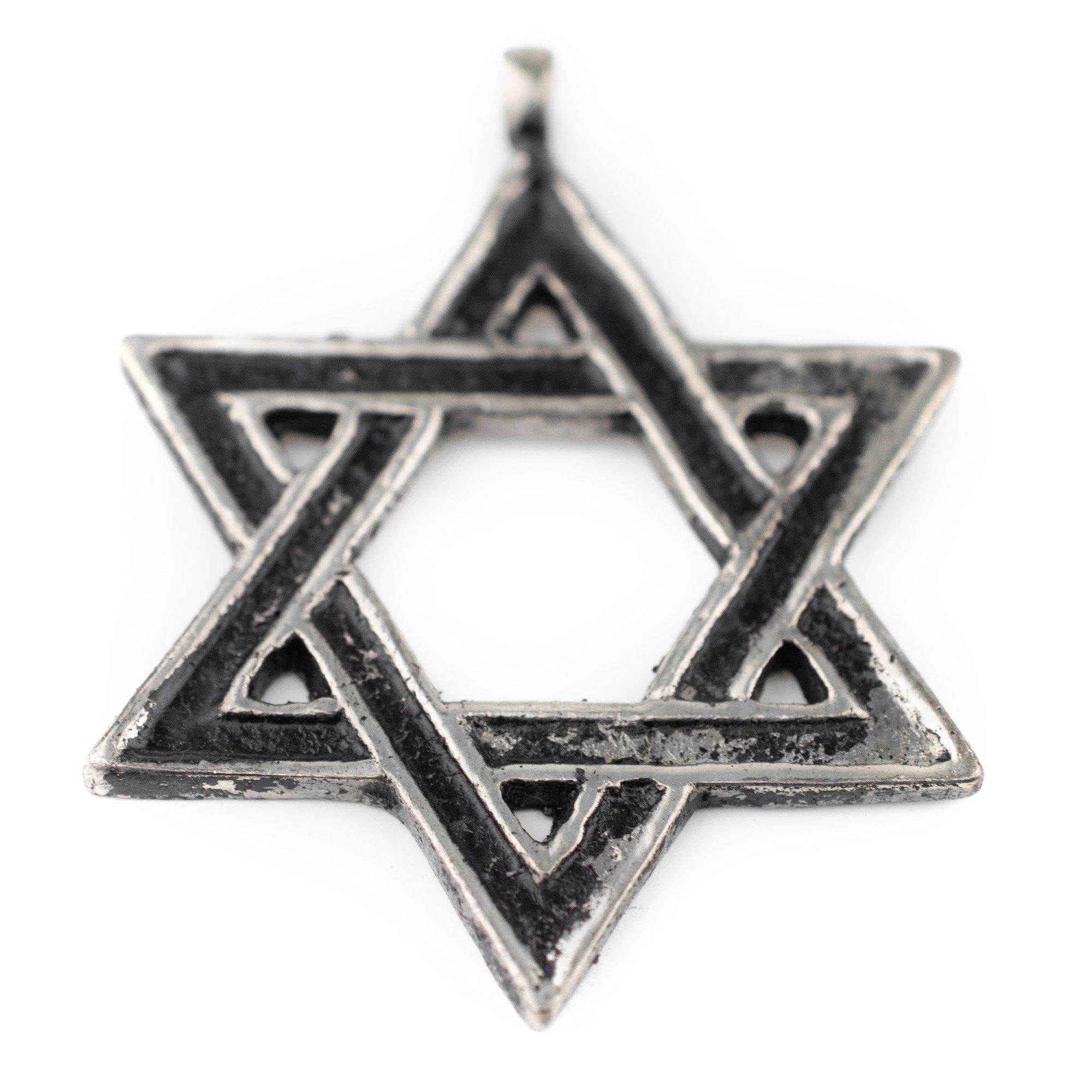 TheBeadChest Silver Star of David Pendant (48x62mm), Ethnic & Rustic Judaica Jewelry Supply