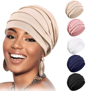 syhood 5 pieces soft sleep cap skull cap slouchy beanie bonnet hat women for sleeping hair loss