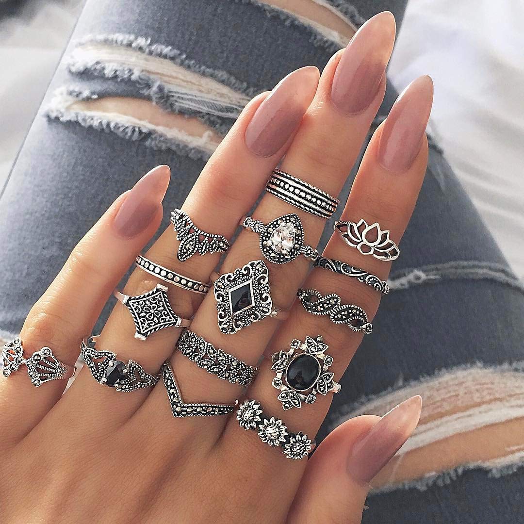 ZZ ZINFANDEL 81PCS Knuckle Ring Set for Women Teen Girls, Boho Vintage Stackable Midi Rings Gold Silver Joint Finger Rings Set Multiple Rings Pack Size 5-10 (A-81PCS)