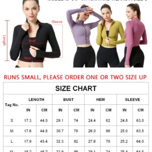 Zip Up Yoga Top Sports Jacket for Women Yoga Cropped Workout Top Cardigan Long Sleeve Set Turtleneck Fitted Athletic Activewear Black