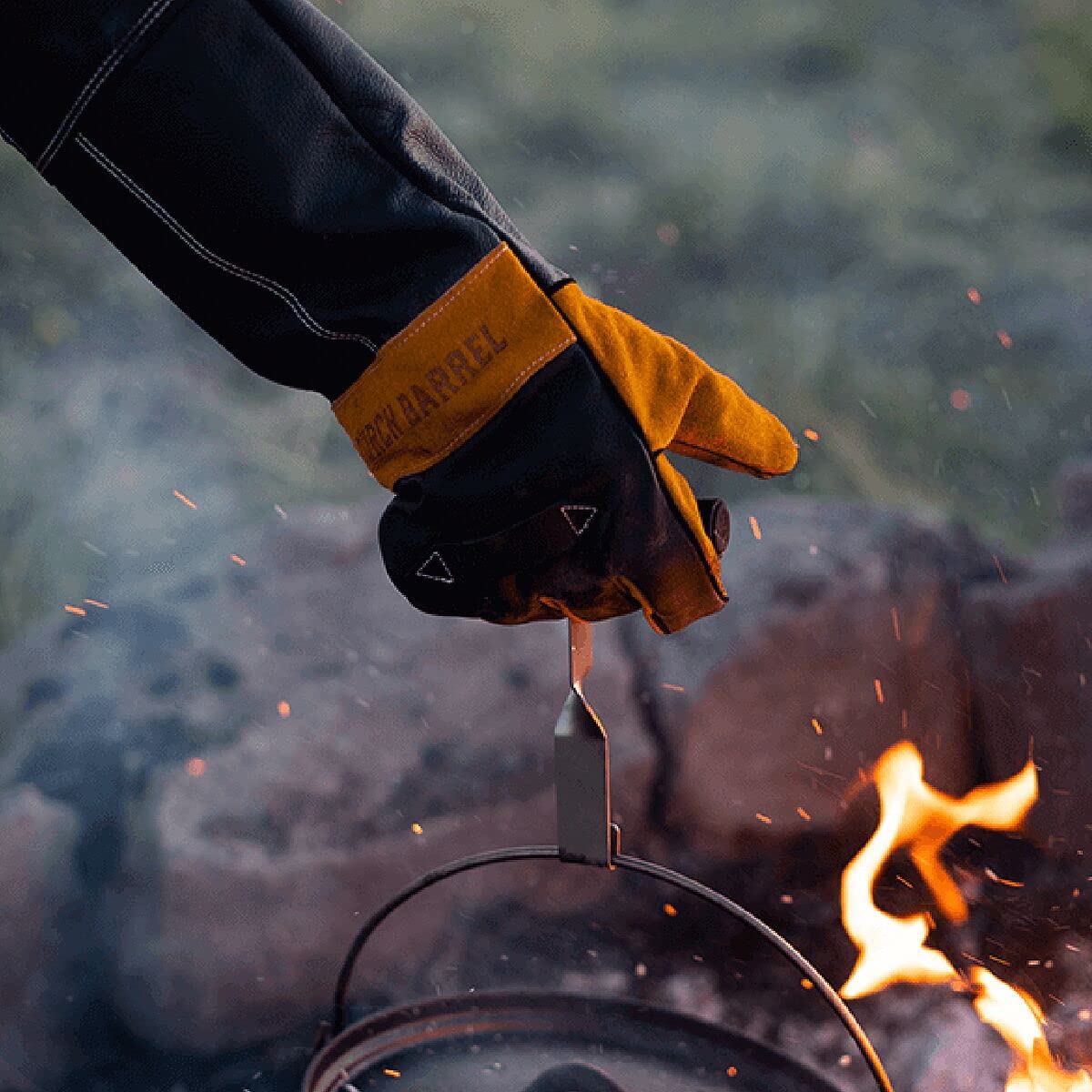 Burch Barrel Stockman's Leather Grill Gloves with Extra Long Thick Cuffs | Our Grilling Gloves are Made with 100% Genuine Leather and Heat Resistant Fabrics | Designed with Slicing and Dicing in Mind