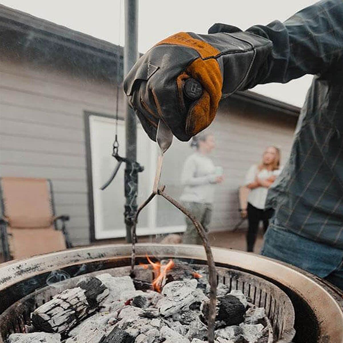 Burch Barrel Stockman's Leather Grill Gloves with Extra Long Thick Cuffs | Our Grilling Gloves are Made with 100% Genuine Leather and Heat Resistant Fabrics | Designed with Slicing and Dicing in Mind