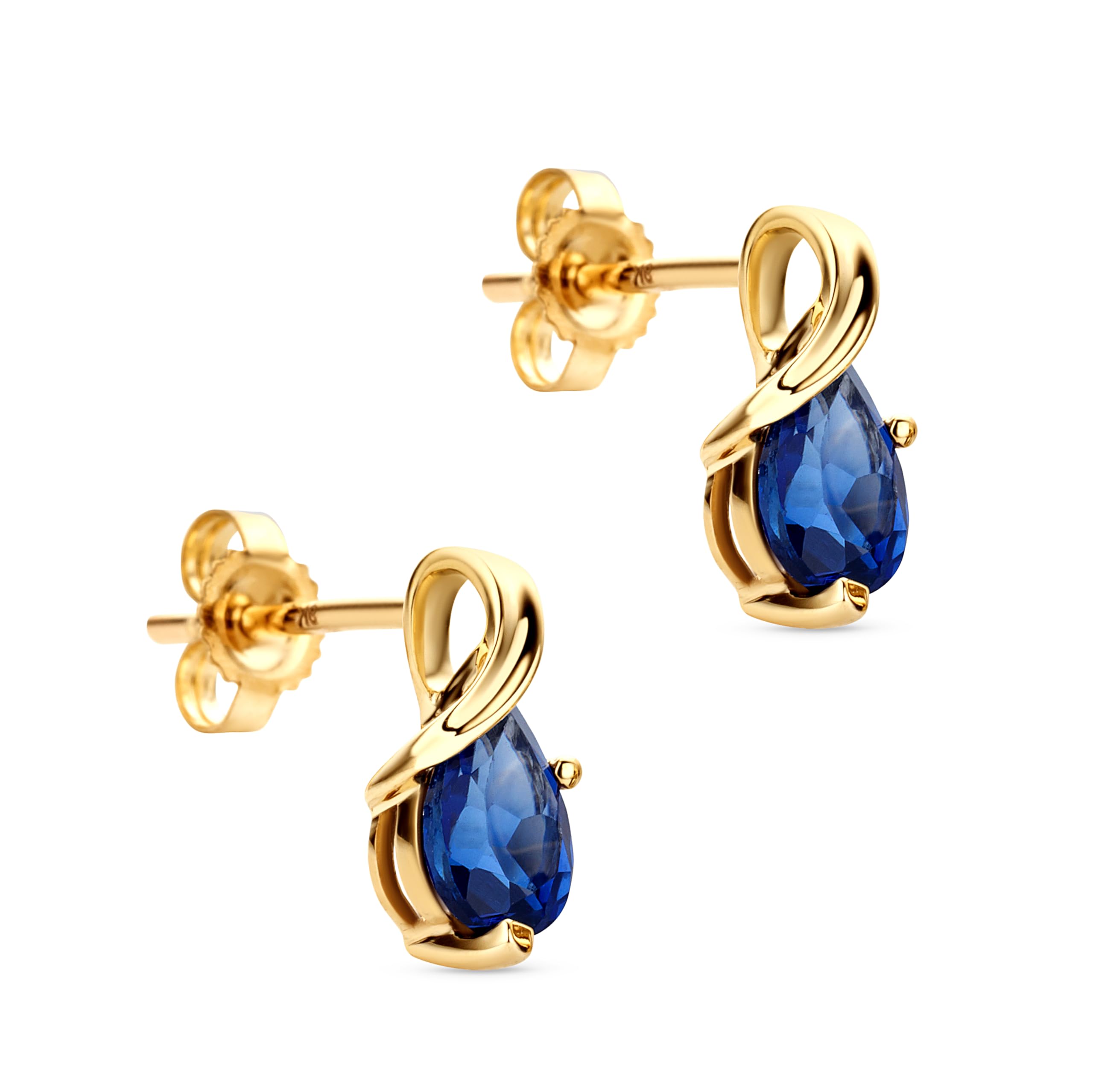 Orovi Drop Dangle Earrings for Women - 14K Yellow Gold Earrings for Women with 0.72 Carat Created Sapphire - Elegant Drop Shape Dangling Womens Earrings Set - Jewelry for Women