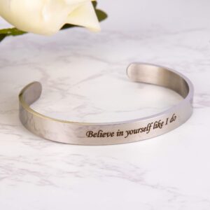 8MM Personalized Inspirational Bracelet Custom Engraved Name Mantra Quote Any Message Bangle Cuff Customizable(Silver Customizable)