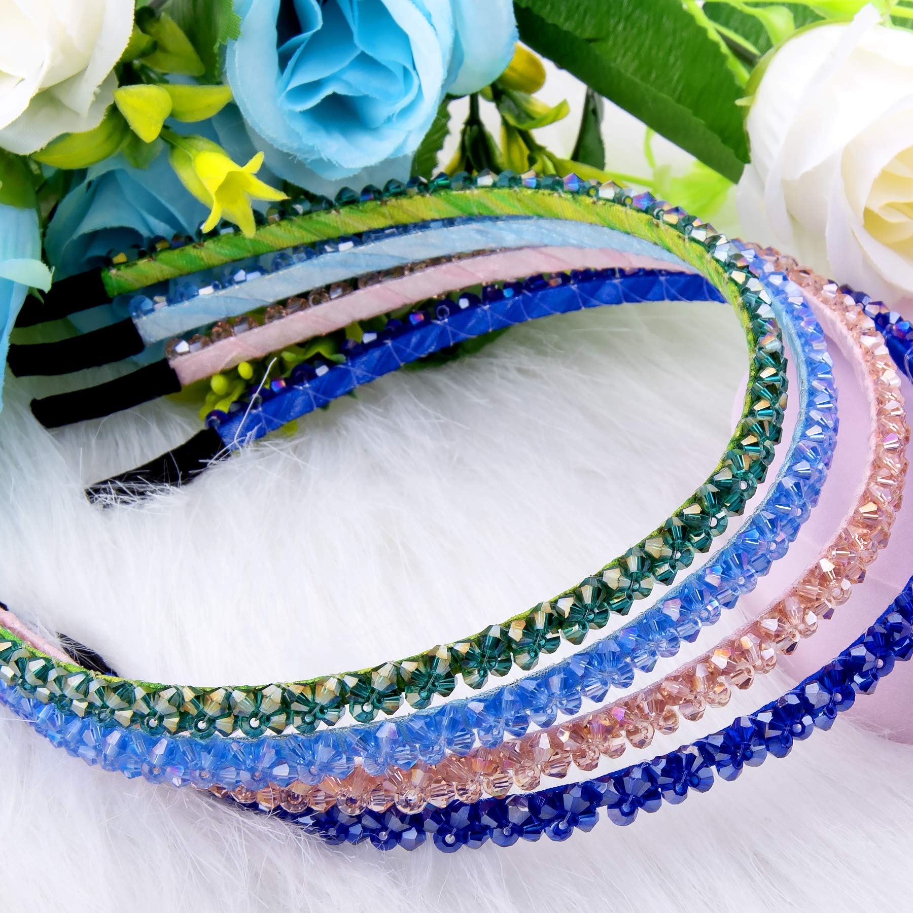 Duufin 10 Pieces Rhinestone Headbands for Girls Crystal Headband Sparkly Headbands Shiny Hair Headbands