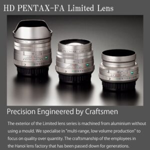 Pentax HD 31mmF1.8 Limited Silver Limited Lens Wide-Angle Prime Lens [F1.8 Large Aperture Lens] [High-Performance HD Coating] [SP Coating] [Round-Shaped Diaphragm] [Machined Aluminum Body ] (20220)