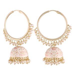 i jewels gold plated indian bollywood festive party wear enamel pearl hoop jhumki earrings for women (e2915w)