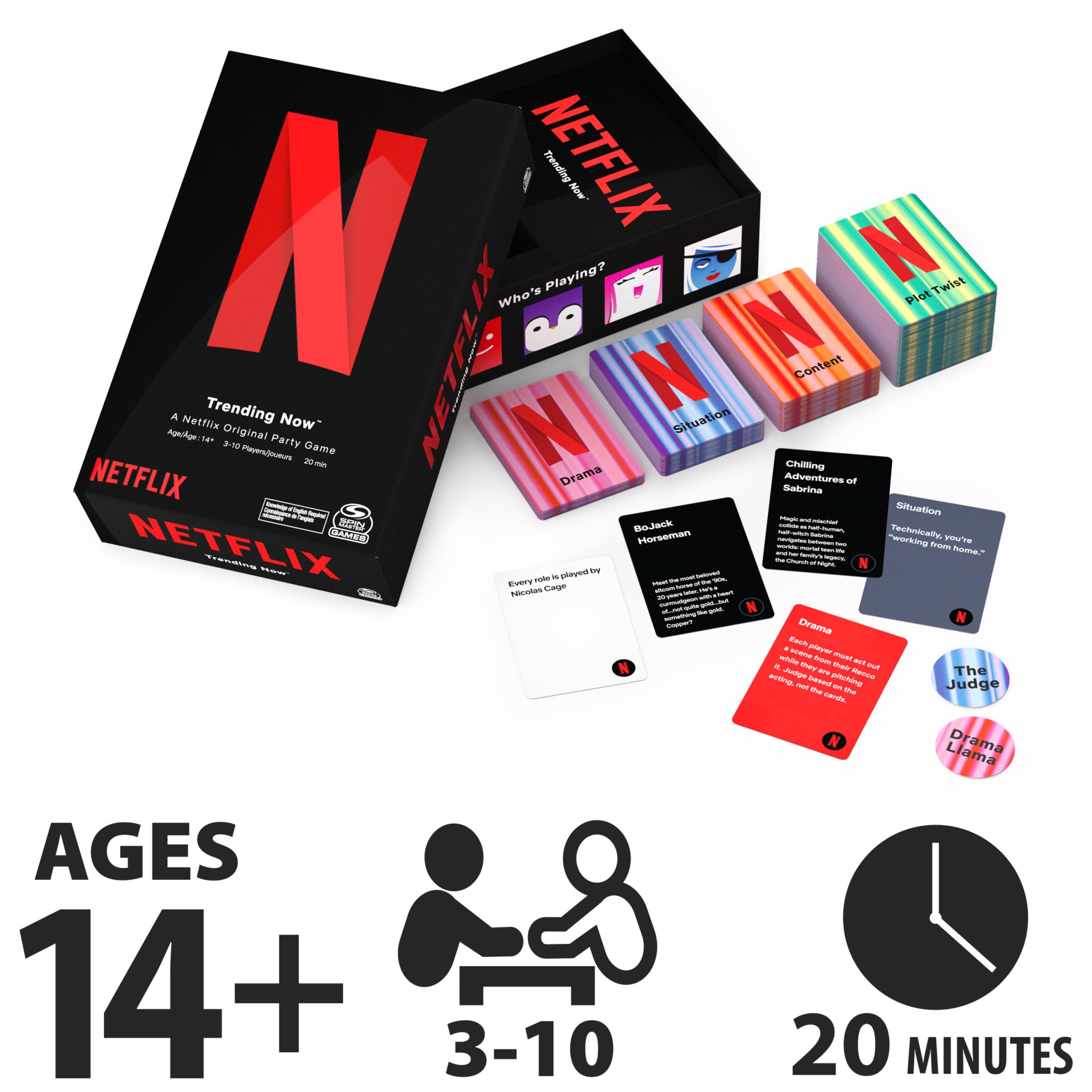 Spin Master Games Netflix, Trending Now Card Game Party Family Board Game with Funny TV Show Cards, for Teen & Adults Ages 14 and Up