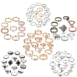 ORAZIO 85Pcs Stackable Knuckle Rings Set for Women Vintage Rings Stacking Midi Finger Rings Bohemian