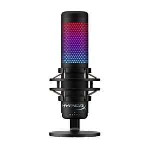 hyperx quadcast s rgb usb condenser microphone for pc, ps4 and mac, anti-vibration shock mount, four polar patterns, pop filter, gain control, gaming, streaming, podcasts (renewed)