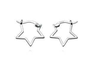 reffeer solid 925 sterling silver minimalist hoop earrings cute for women teen girls star huggie earrings hoop (a-silver)