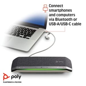 Poly - Sync 40 Smart Speakerphone (Plantronics) - Flexible Work Spaces - Connect to PC/Mac via Combined USB-A/USB-C Cable and Smartphones via Bluetooth - Works with Teams (Certified), Zoom & More