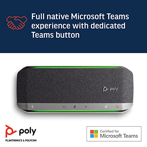 Poly - Sync 40 Smart Speakerphone (Plantronics) - Flexible Work Spaces - Connect to PC/Mac via Combined USB-A/USB-C Cable and Smartphones via Bluetooth - Works with Teams (Certified), Zoom & More