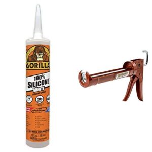 gorilla white 100 percent silcone sealant caulk and newborn 189d drip free caulking gun