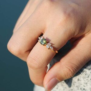 Sdouefos 18K Gold Plated Square Simulated Emerald Engagement Ring Women Wedding Engagement Gemstone Promise Engagement Ring (6)