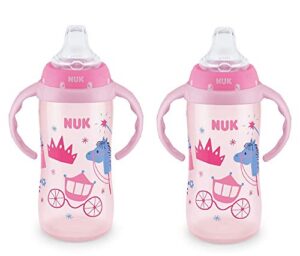 nuk 10 ounce jungle large learner cup with handles, 2 pack (princess)