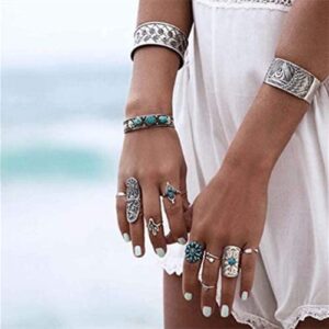 Fuqimanman2020 9pcs Boho Silver Statement Rings Joint Knuckle Ring Set