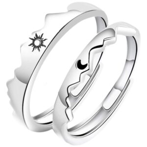 jemant sun moon rings for couples best friends adjustable engraved cute aesthetic mountain ocean promise relationship matching couples rings for him and her set valentine's day gifts