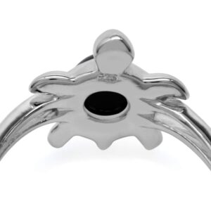 Silvershake 6MM Natural Round Shape Black Onyx 925 Sterling Silver Turtle Sea Life Fashion Casual Solitaire Ring Size 6.5