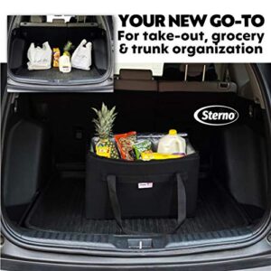 Sterno Trunk Buddy Insulated Leak Proof Organizer, Hot and Cold Food Bag for Groceries, Beverages and More, Black Cloth Exterior with Vinyl Liner, 13”L x 22”W x 14”H