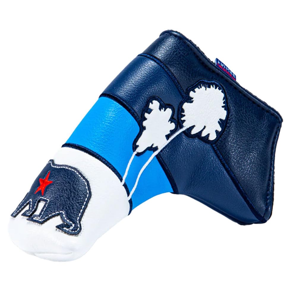 CMC Design Custom Cali Bear Embroidered Golf Blade Head Cover - Glove Soft Lining - Design Elements Include Applique and Embossing - Great Fit for Any Club as Golf Head Covers, Blade Putter Cover