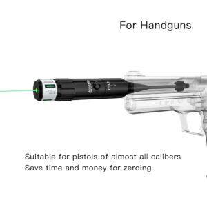 Tyseam BoreSighter Bore Sight kit Multiple Caliber, Laser Sight with Button Switch for .177 to .54 Caliber Rifles Handgun Hunting Scopes with 2 Sets of Batteries (Green Laser)