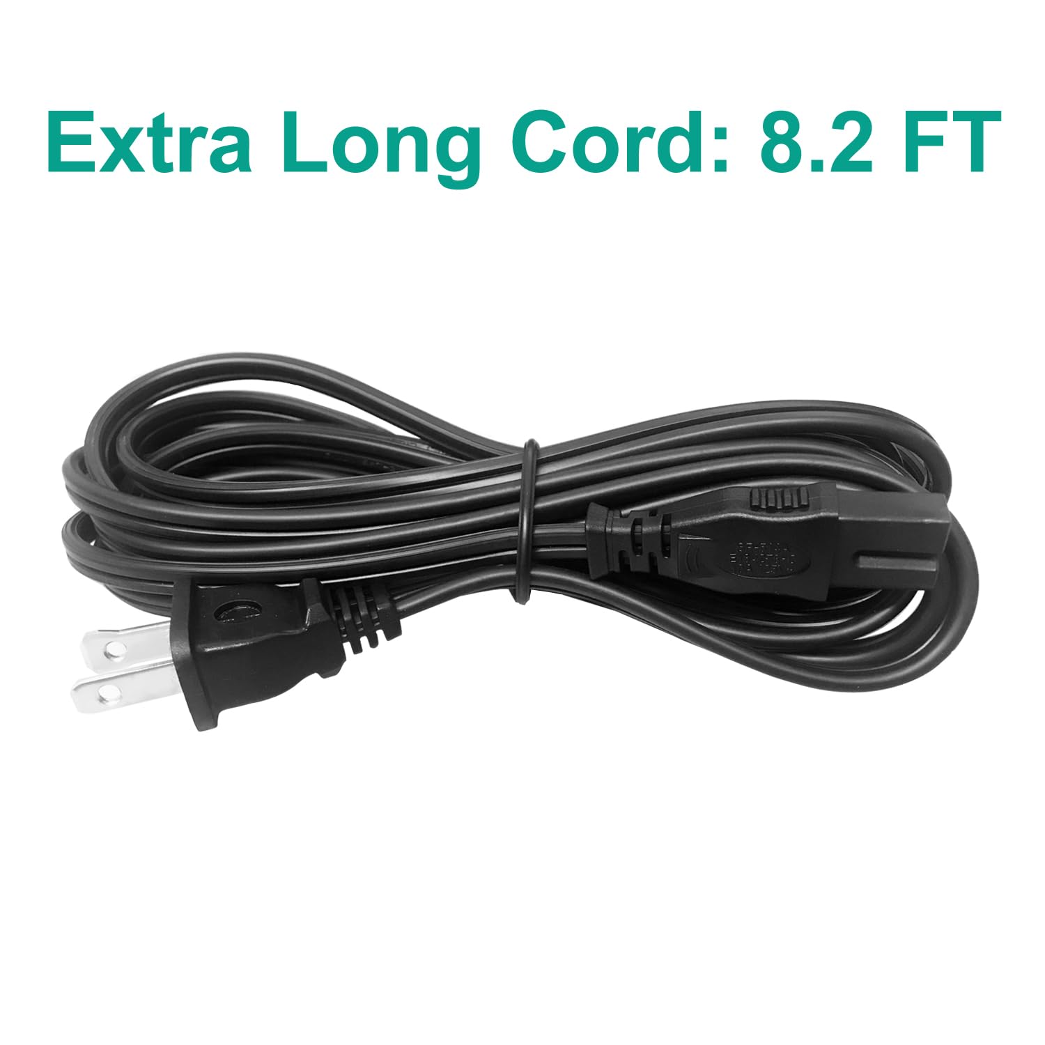 8.2ft Power Cord Replacement for Nec VT670 NP410 NP500 NP510 NP500W NP510W VT595 VT676 VT676E VT770 Projector TV 2 Prong Polarized Power Cord Ac Cable