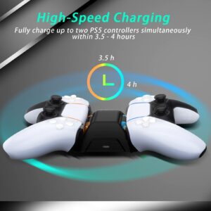 PS5 Controller Charging Station with LED Indicator, BEJOY Playstation 5 DualSense Controller Charger, Portable Charging Dock for Playstation 5 / PS5 / DualSense Controllers, Black