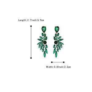 BriLove Women's Wedding Bridal Crystal Teardrop Multi Marquise Cluster Bling Dangle Earrings Emerald Color Gold-Toned