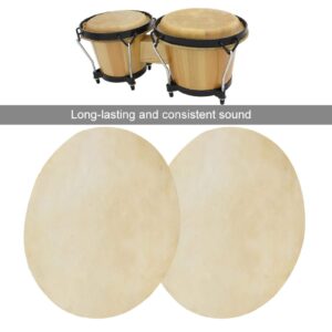 Bongo Drum Head Skin, 2Pcs Drum Head Skin, with Consistent Clear Sound Buffalo Leather Thick Drum Accessory for Bongo Drums African Drums(9.0 inch)