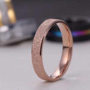 LOVE Beauties 4mm Women's Titanium Rose Gold Wedding Band Ring (8)