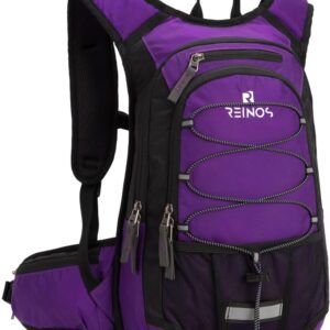 REINOS Hydration Backpack with 3L Bladder for Men & Women, Daypack with Thermal Insulation | Great for Hiking, Running, Cycling, Camping, Skiing, Outdoor Activities (Violet)