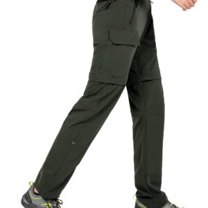 Wespornow Women's-Hiking-Pants Convertible-Zip-Off-Quick-Dry-Pants for Cargo, Camping, Travel, Outdoor, Fishing, Safari (Green, Large)