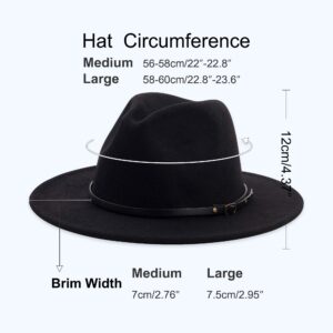 Wide Brim Fedora Hats for Women and Men Classic Felt Panama Hat Men's Two Tone Dress Hat with Belt Buckle