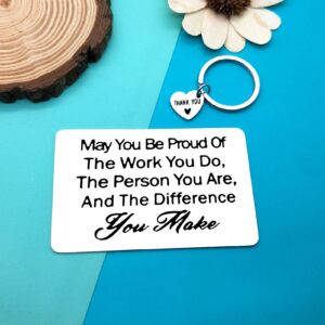 Thank You Gift Employee Appreciation Gift Engraved Wallet Card Gifts Volunteer Appreciation Gift Thank You Keychain for Coach Mentor Teacher Nurse Doctor Social Worker Gifts Coworker Leaving Gift