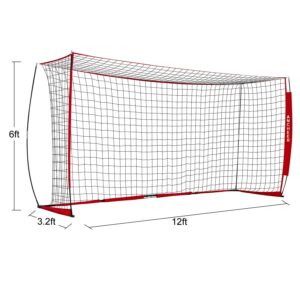 Portable Soccer Goal Net for Teens/Adults - Quick Set-Up Soccer Net for Backyard（12 x 6 ft）