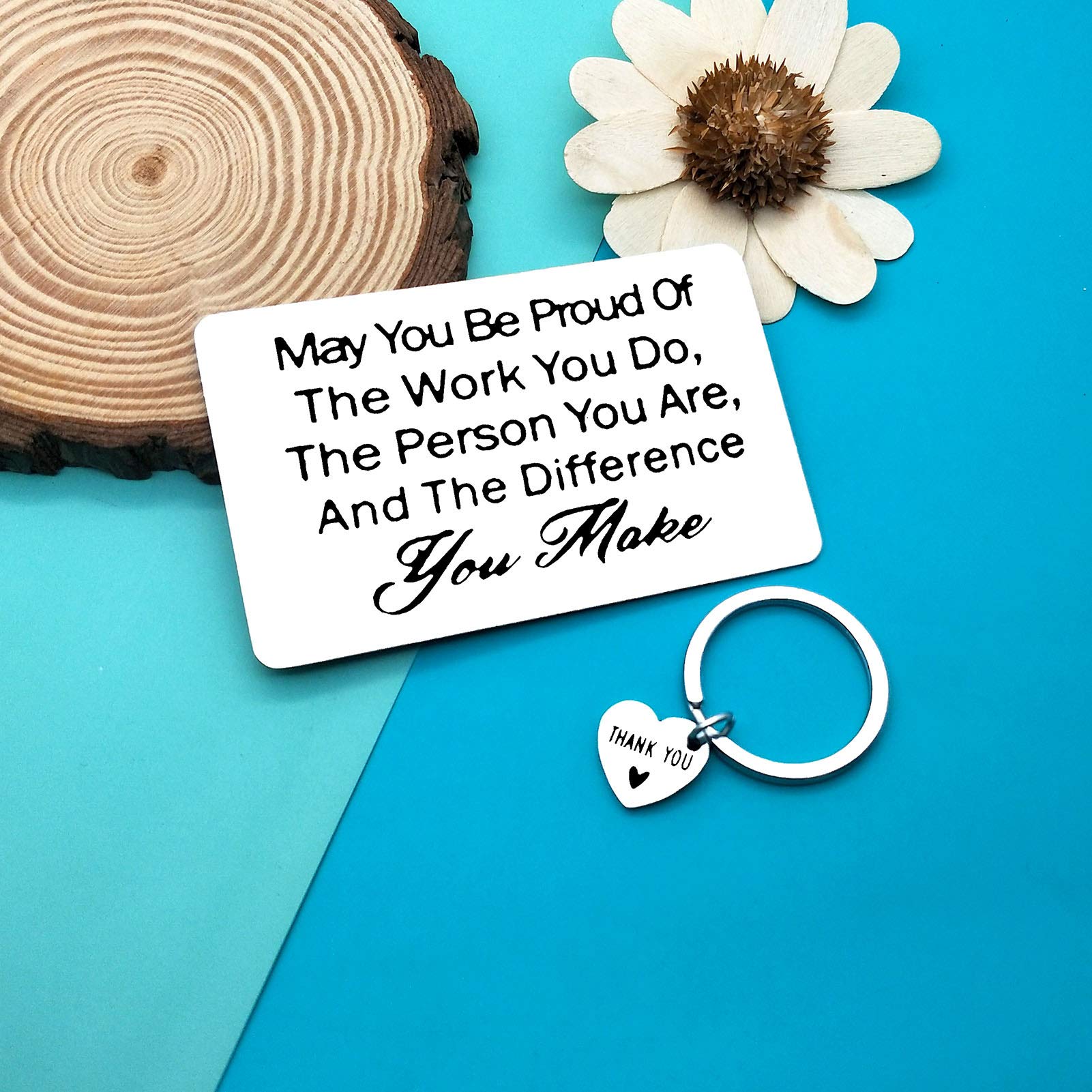 Thank You Gift Employee Appreciation Gift Engraved Wallet Card Gifts Volunteer Appreciation Gift Thank You Keychain for Coach Mentor Teacher Nurse Doctor Social Worker Gifts Coworker Leaving Gift