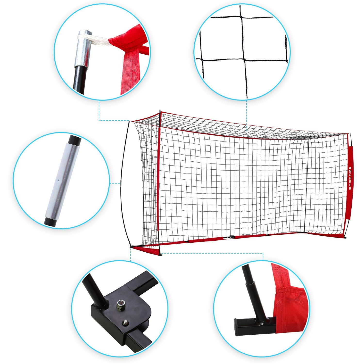 Portable Soccer Goal Net for Teens/Adults - Quick Set-Up Soccer Net for Backyard（12 x 6 ft）