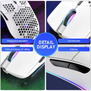 XINMENG Wireless Gaming Mouse Lightweight Honeycomb Design 3200 DPI Rechargeable Gaming Mouse with 16 Rainbow Backlit, USB Receiver,Compatible with PC Gamers and Xbox and PS4 Users