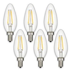 sunbeam 16909 4w led warm white 2700k 40 w equivalent, 15000 hours, 350 lumens, medium base, b11 light bulb 6-pack