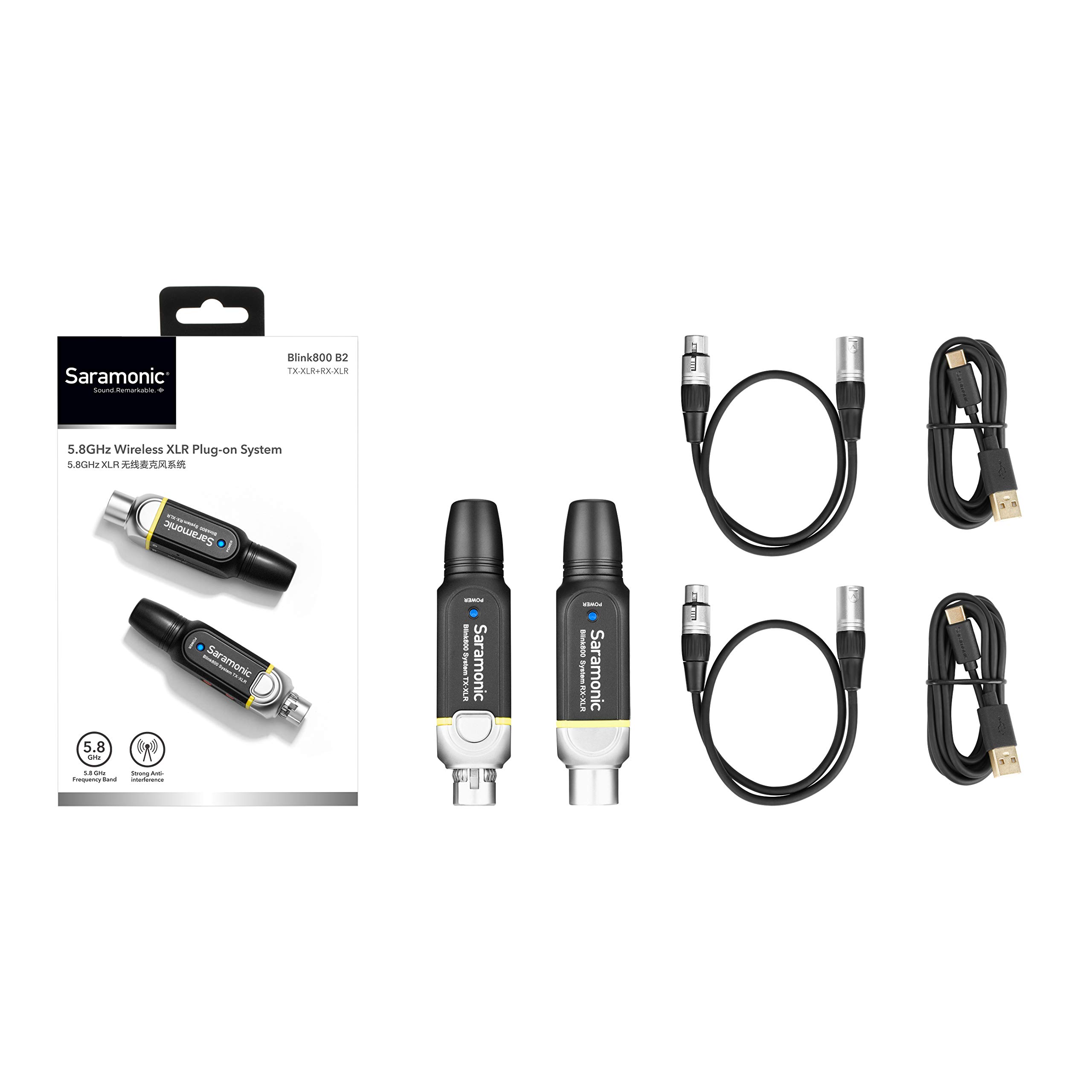 Saramonic 5.8GHz Wireless Plug-On XLR System for Dynamic and Battery-Powered Microphones with Plug-in XLR Receiver (Blink 800 B2) (BLINK800B2)