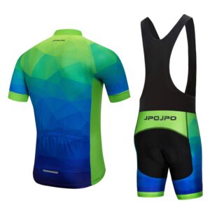 Cycling Jersey Bib Shorts Set Men Bike Top Suit Full Zipper Cycle Shirt Road Bicycle Riding Racing MTB Mountain Clothing Blue L