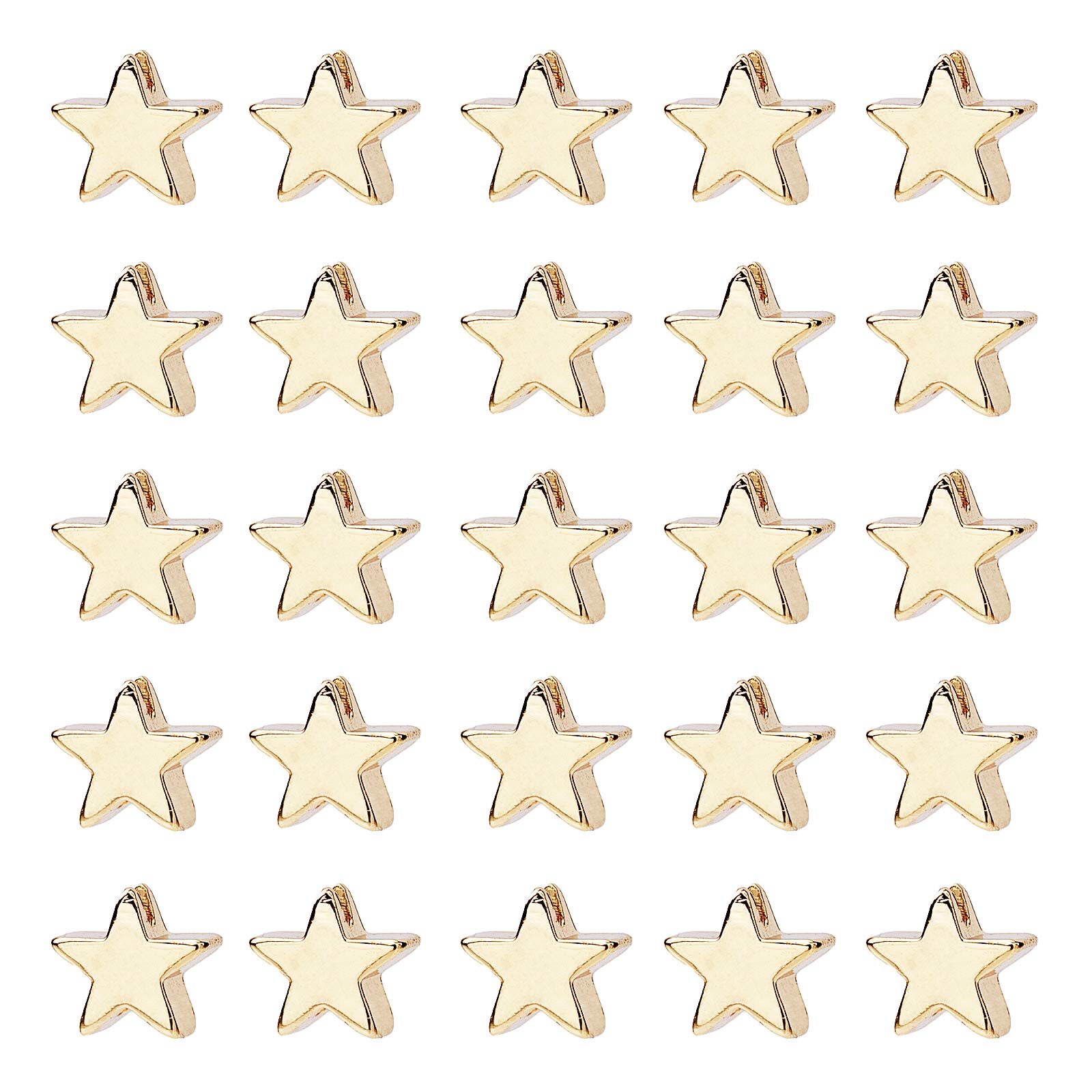 PH PandaHall 60pcs 14K Gold Star Beads 6mm Twinkle Star Beads Long-Lasting Spacer Beads Metal Brass Star Charm Beads Jewelry Beads for Necklace Bracelet Earring Christmas 4th of July