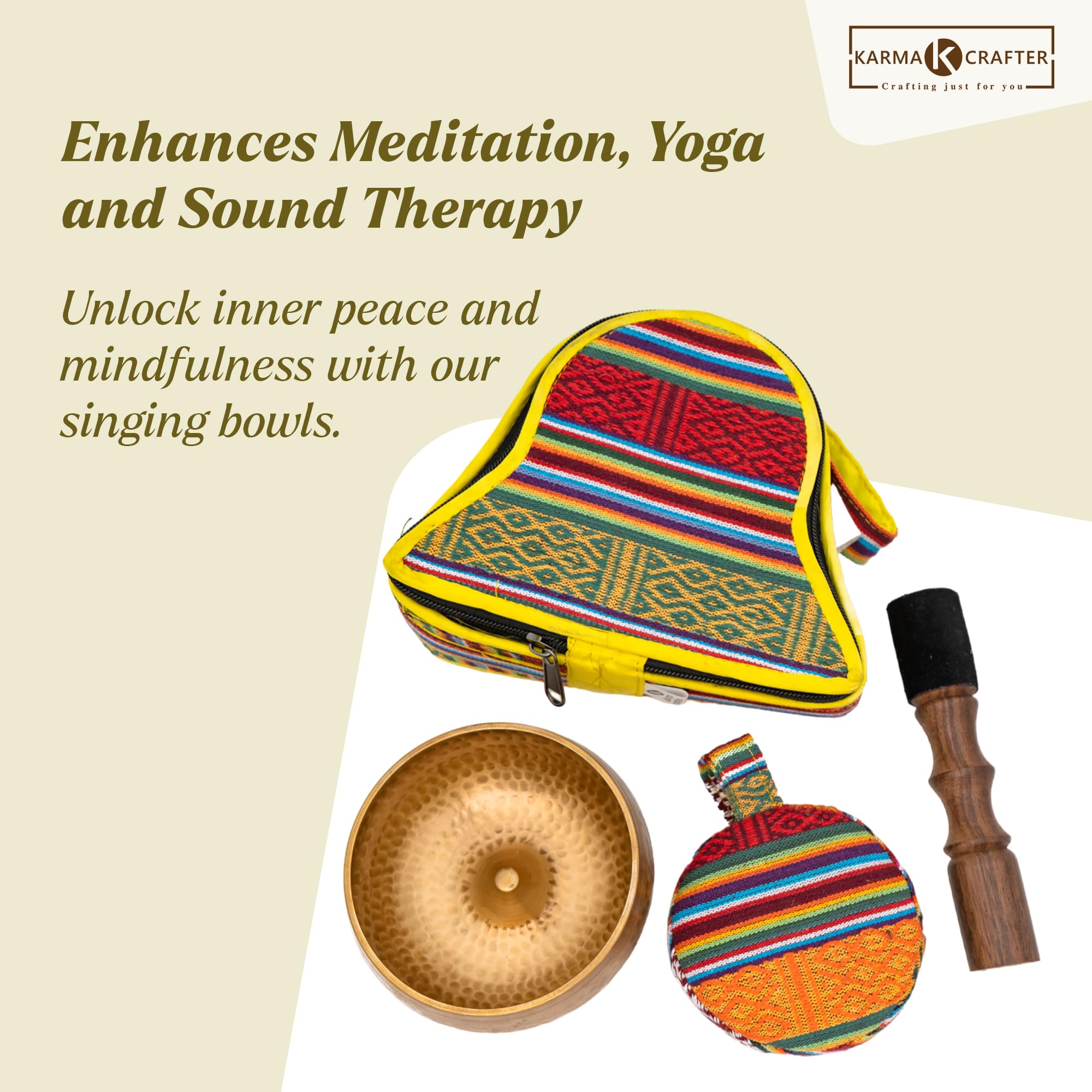 Discover Tranquility: Handcrafted 4-Inch Lingam Tibetan Singing Bowl Set from Nepal - Elevate Meditation, Sound Bath, and Healing - Complete Set with Cushion, Mallet, and Stylish Carrying Bag