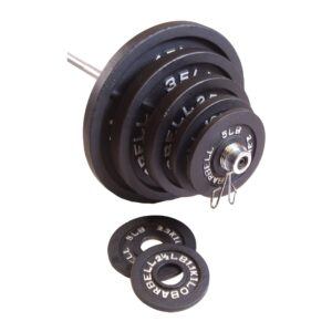 CAP Barbell 300 LB Cast Iron Olympic Weight Set with 7’ Olympic Bar for Muscle Toning, Strength Building, Weight Loss - Multiple Choices Available